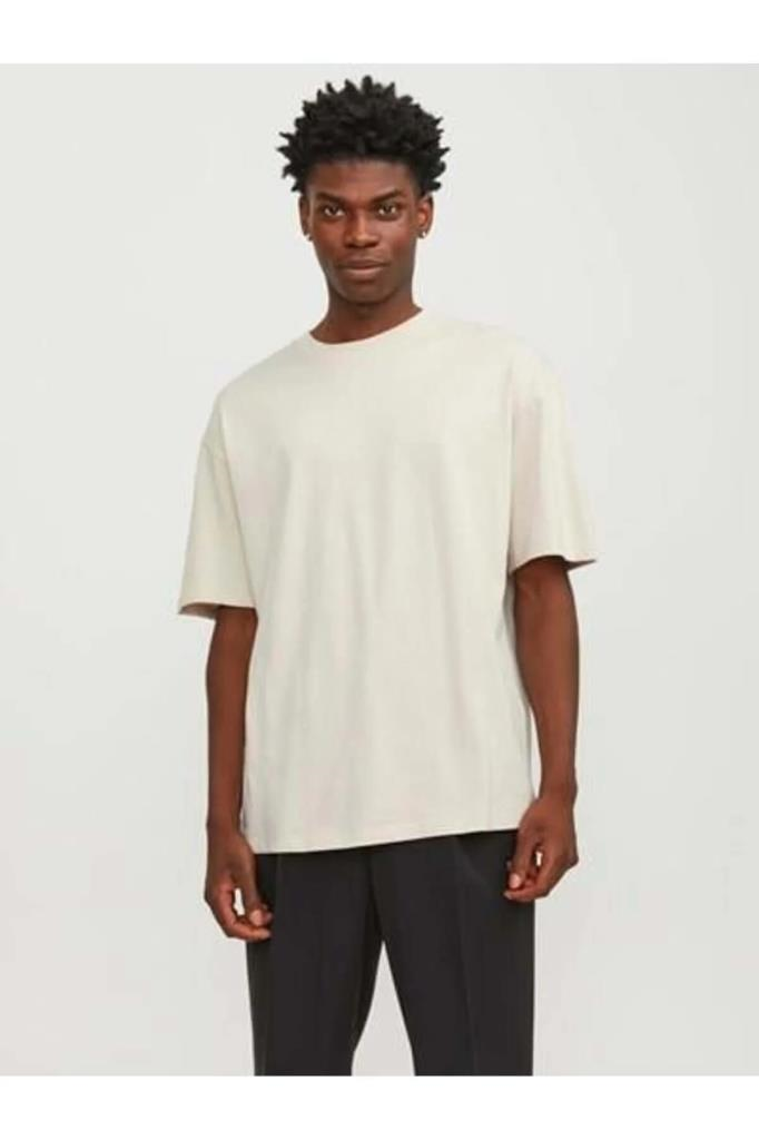 Jack&Jones 12249319 JJEBRADLEY TEE SS O-NECK MOONBEAM ERKEK T-SHİRT