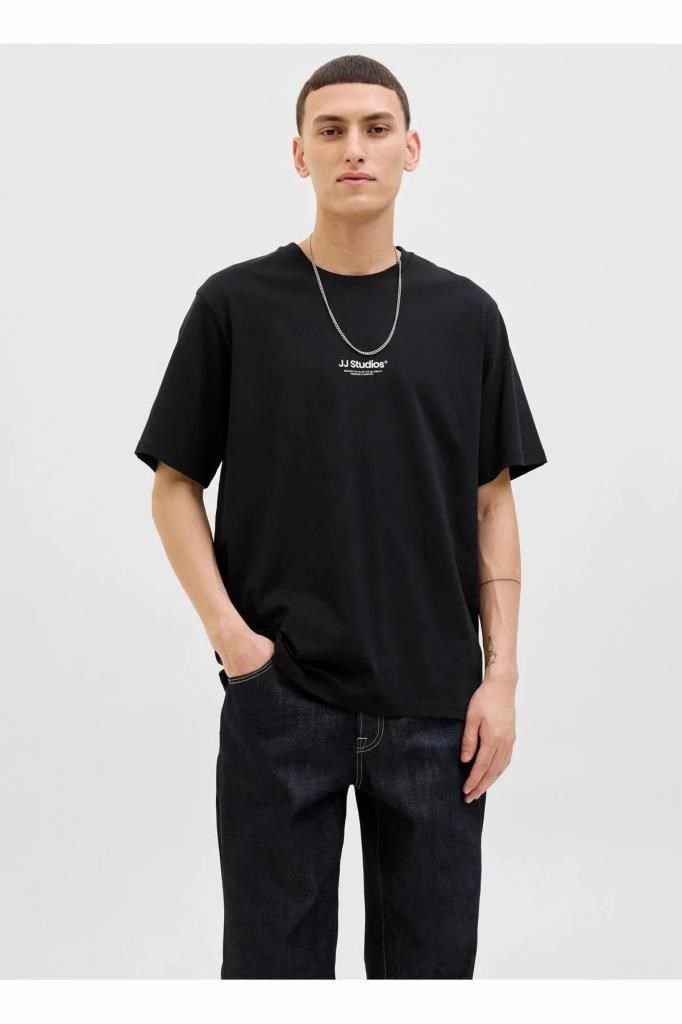 Jack&Jones 12278787 JJESOHO TEE SS CREW NECK BLACK ERKEK T-SHİRT