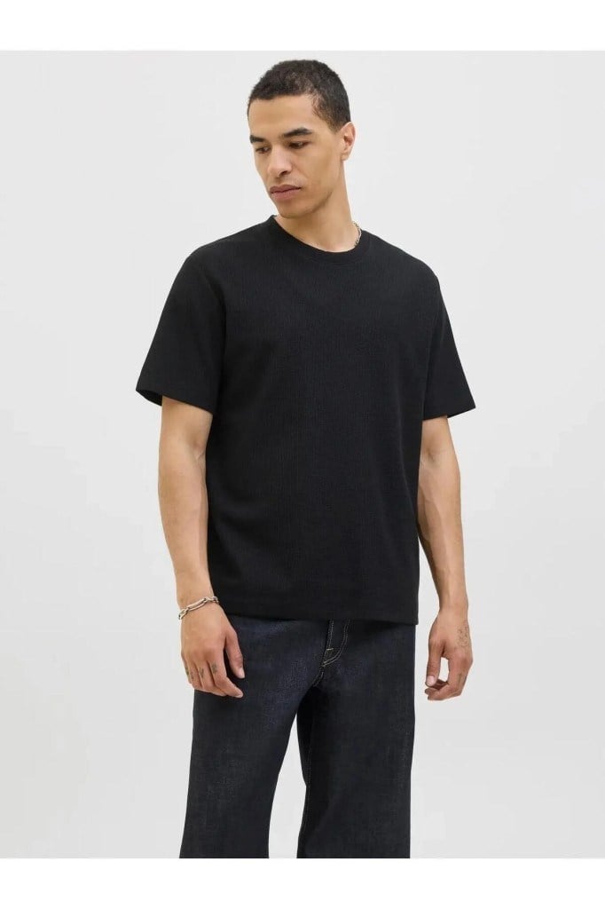 Jack&Jones 12278952 JJEAUSTIN TEE SS NOOS BLACK ERKEK T-SHİRT
