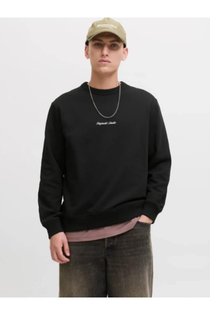 Jack&Jones 12282893 JORNORREBRO EMB SWEAT BLACK ERKEK SWEATSHİRT