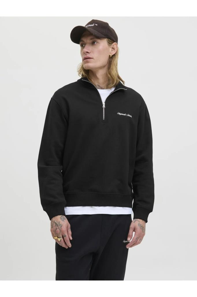 Jack&Jones 12282899 JORNORREBRO EMB SWEAT BLACK ERKEK SWEATSHİRT