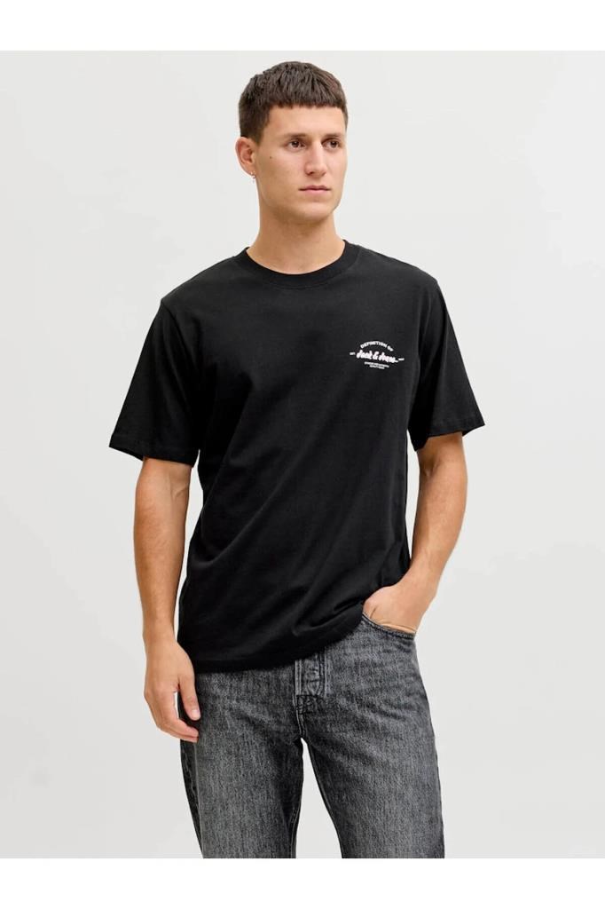 Jack&Jones 12288113 JJBRANDON TEE SS CREW BLACK ERKEK T-SHİRT
