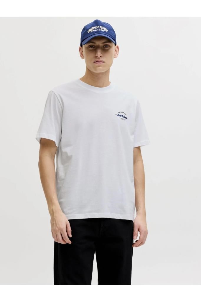 Jack&Jones 12288113 JJBRANDON TEE SS CREW BRIGHT WHITE ERKEK T-SHİRT