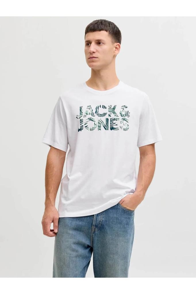 Jack&Jones 12288536 JJEJEFF LOGO TEE SS SN WHITE ERKEK T-SHİRT