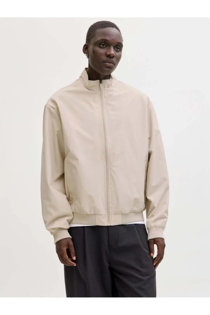 Jack&Jones 12288895 JJECHARGE COLLAR BOMBER MOONBEAM ERKEK CEKET