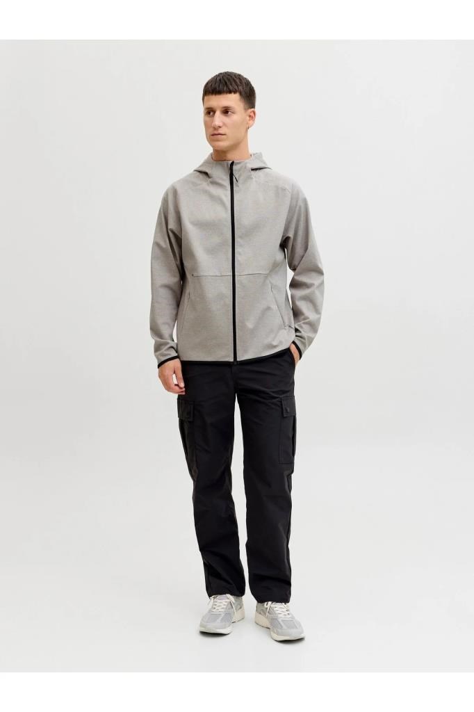 Jack&Jones 12289209 JJEBASE SWEAT ZIP HOOD SN LIGHT GREY ERKEK SWEATSHİRT