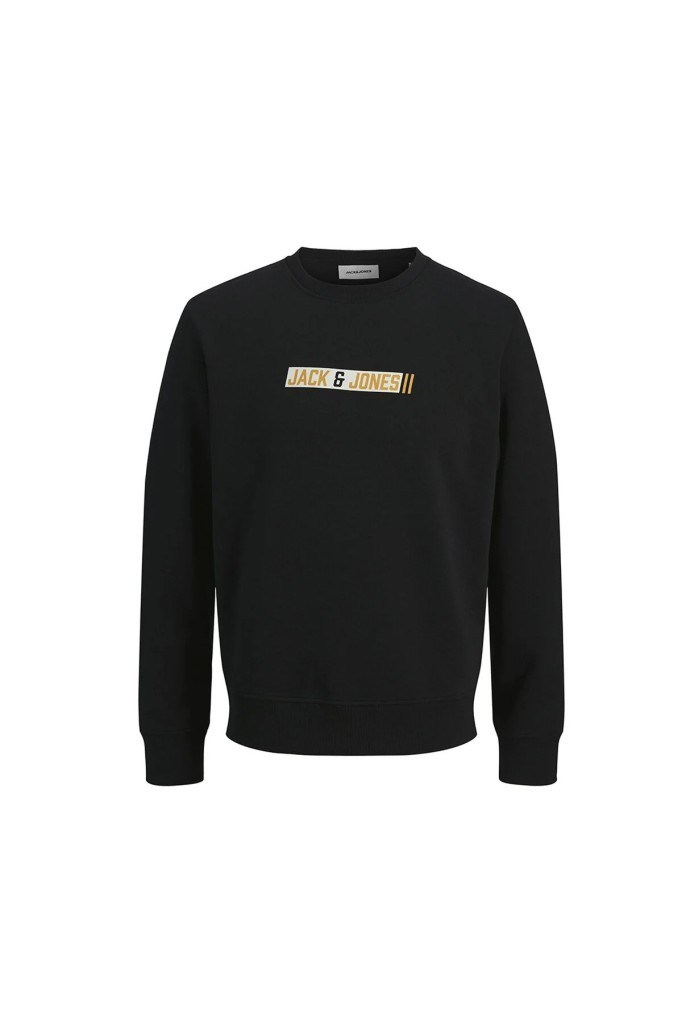 Jack&Jones 12298431 JJMUNK SWEAT CREW NECK BLACK ERKEK SWEATSHİRT