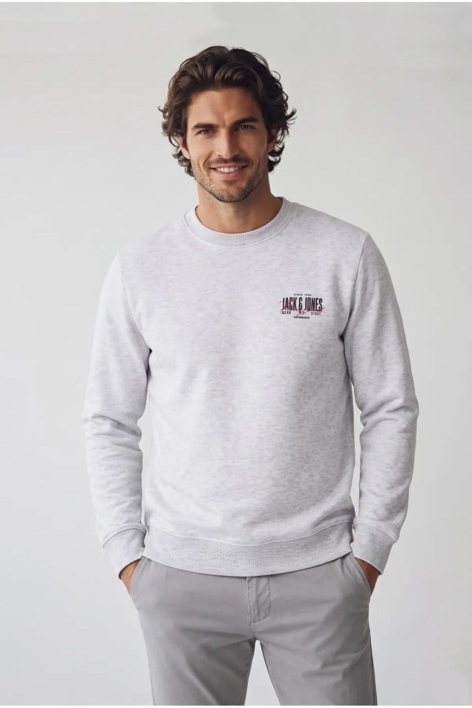 Jack&Jones 12298492 JJAERO SWEAT CREW NECK WHITE ERKEK SWEATSHİRT