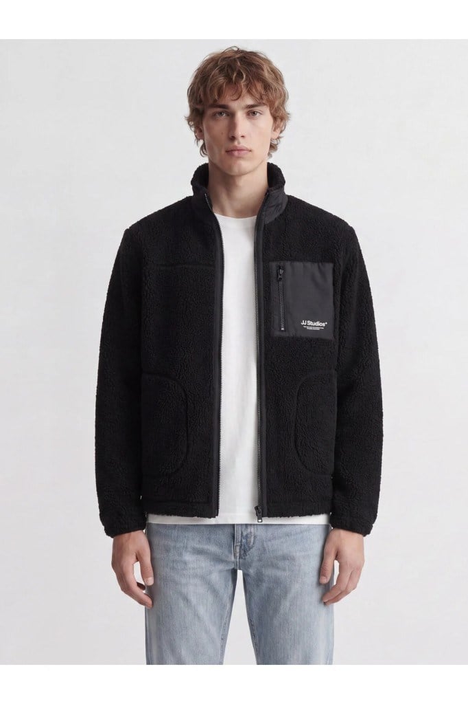 Jack&Jones 12299491 JJESOHO TEDDY JACKET AW26 BLACK ERKEK CEKET