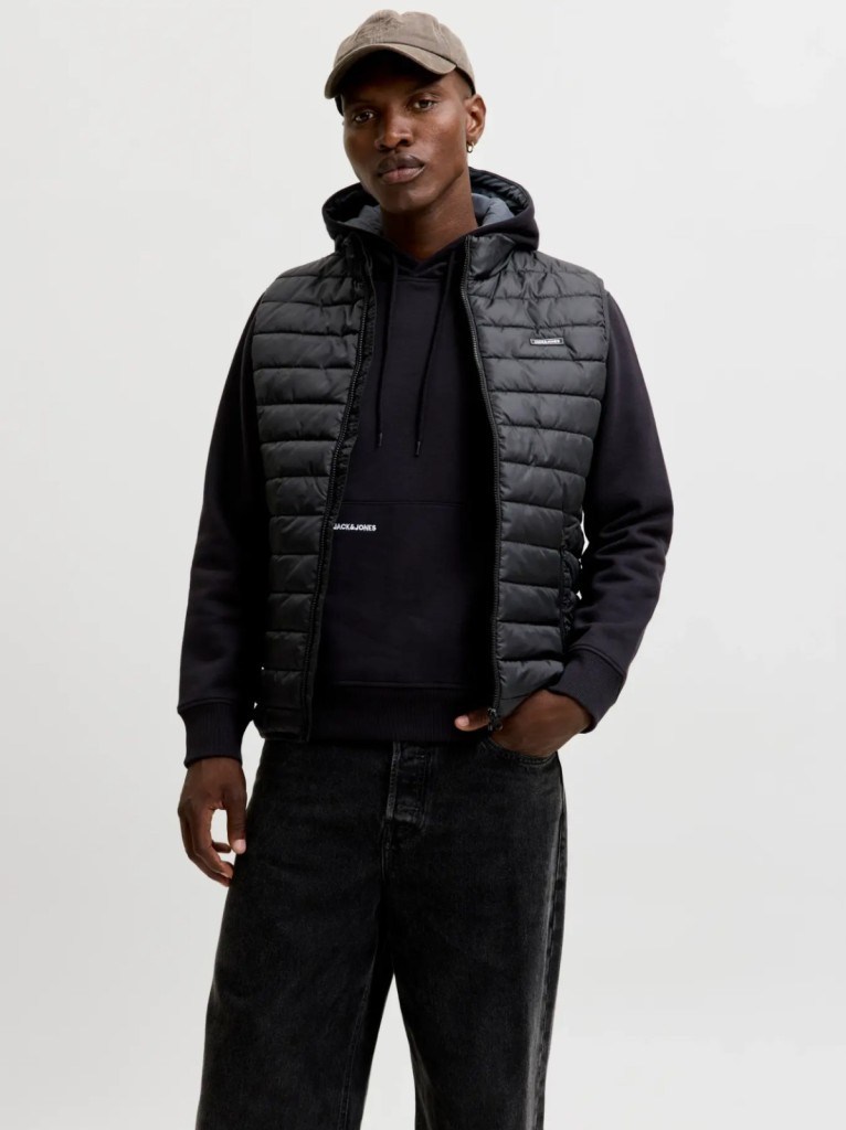 JJELVIS Lıght Bodywarmer Collar Black Erkek Yelek 12299201