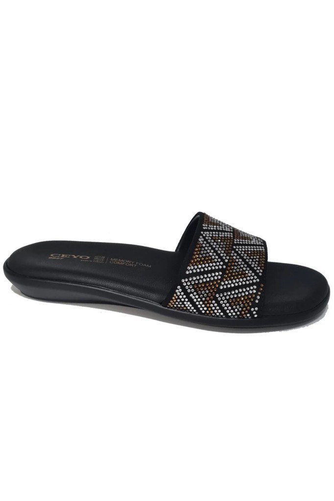 Kadın Memory Foam Taban Rahat Ortopedik Terlik 9827-27 Siyah