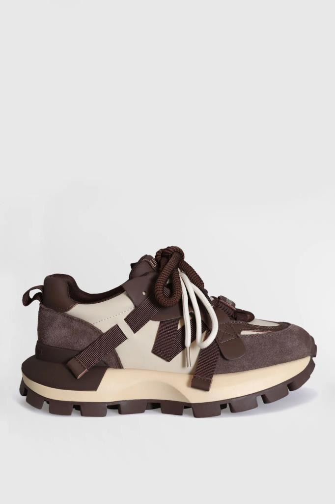 LUFIAN YOKO KAHVERENGI DERİ KADIN SNEAKER