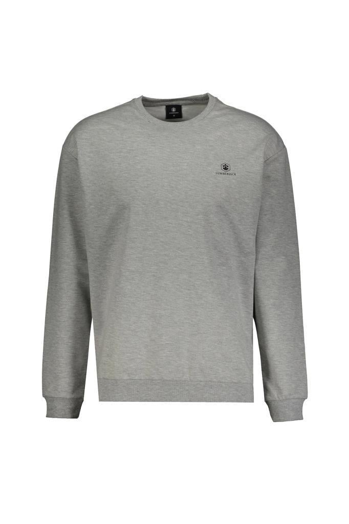 LUMBERJACK M-sn75 Basıc C Neck Sweat Gri Melange Erkek Sweatshirt