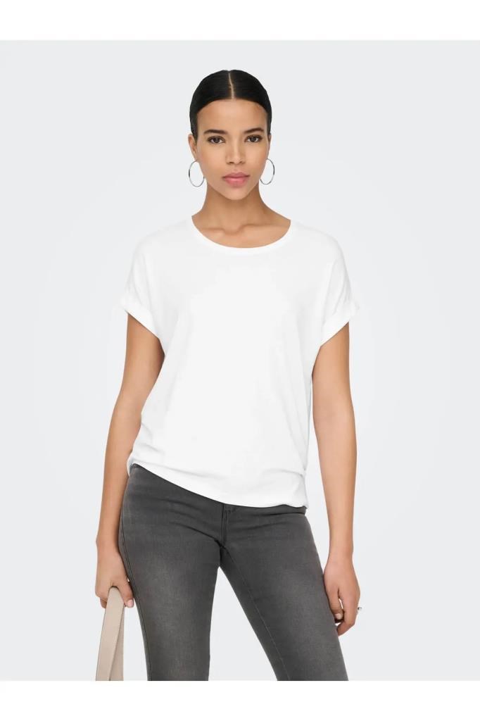 ONLY 15106662 ONLMOSTER O-NECK TOP WHITE KADIN T-SHIRT