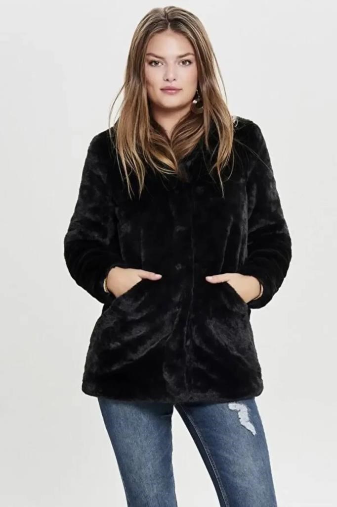 ONLY 15164600-ONLVIDA FAUX FUR COAT BLACK KADIN MONT