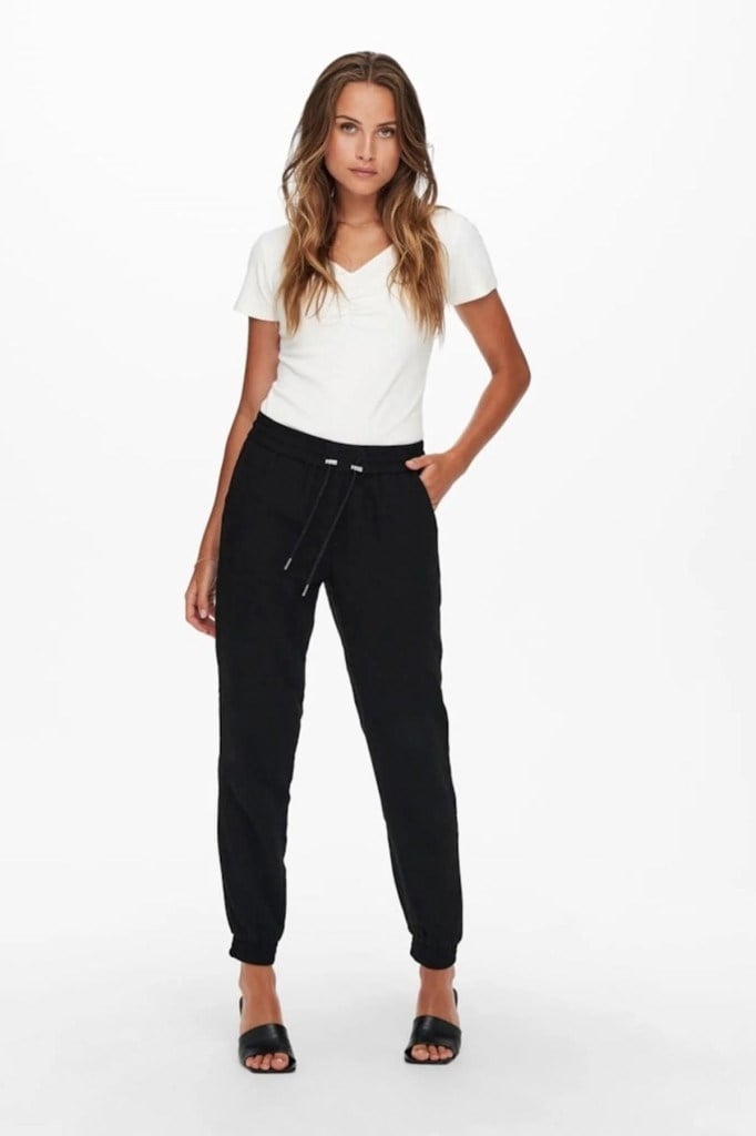 ONLY 15203946 ONLKELDA-EMERY PULL-UP PNT BLACK KADIN PANTOLON
