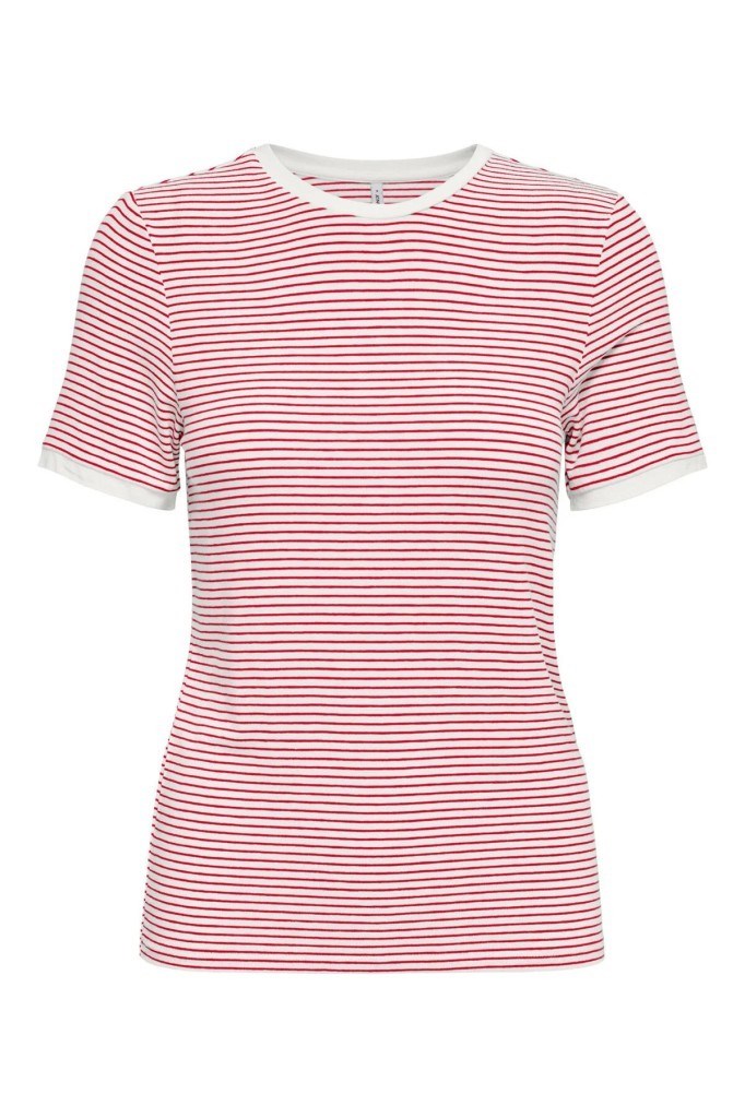 ONLY 15315406 ONLTINE O-NECK TOP CLOUD CHERRY STP KADIN T-SHIRT