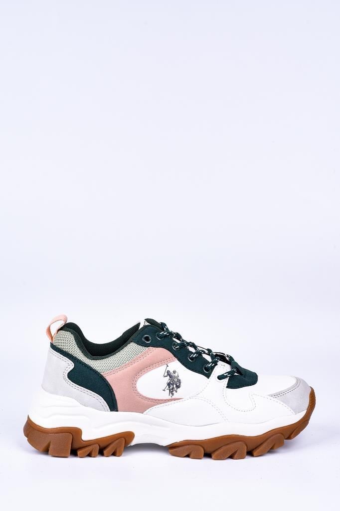 US. POLO ASSN. TRACKY BEYAZ YEŞİL KADIN SPOR AYAKKABISI SNEAKER