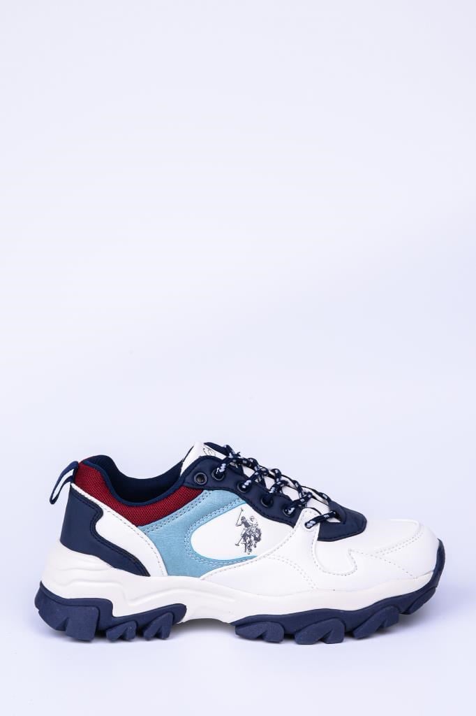 US. POLO ASSN. TRACKY BEYAZ MAVİ KADIN SPOR AYAKKABISI SNEAKER