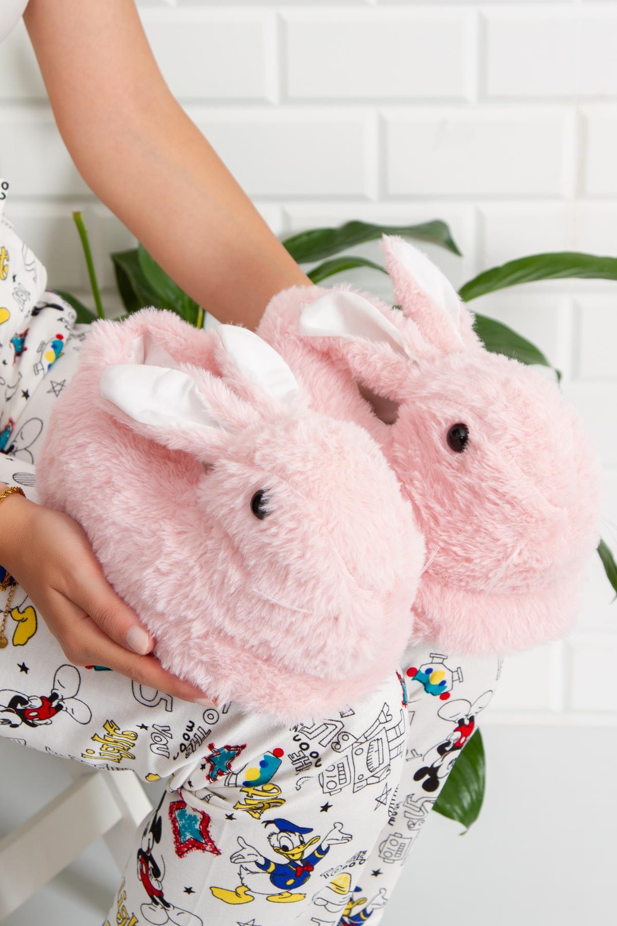 Modafrato Peluş CC-99 Unisex Tavşanlı Panduf Peluş Pembe