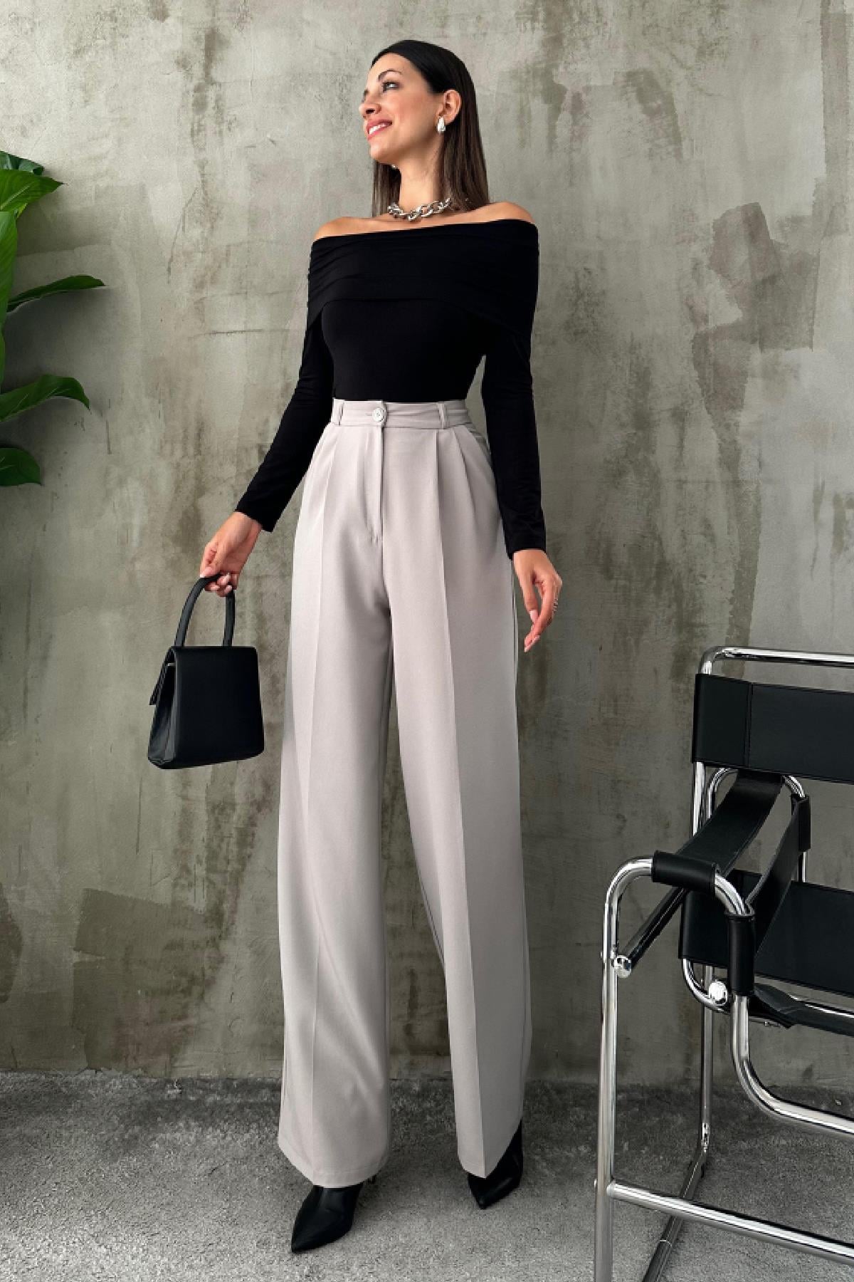 Cepli Bol Paça Pantolon Gri