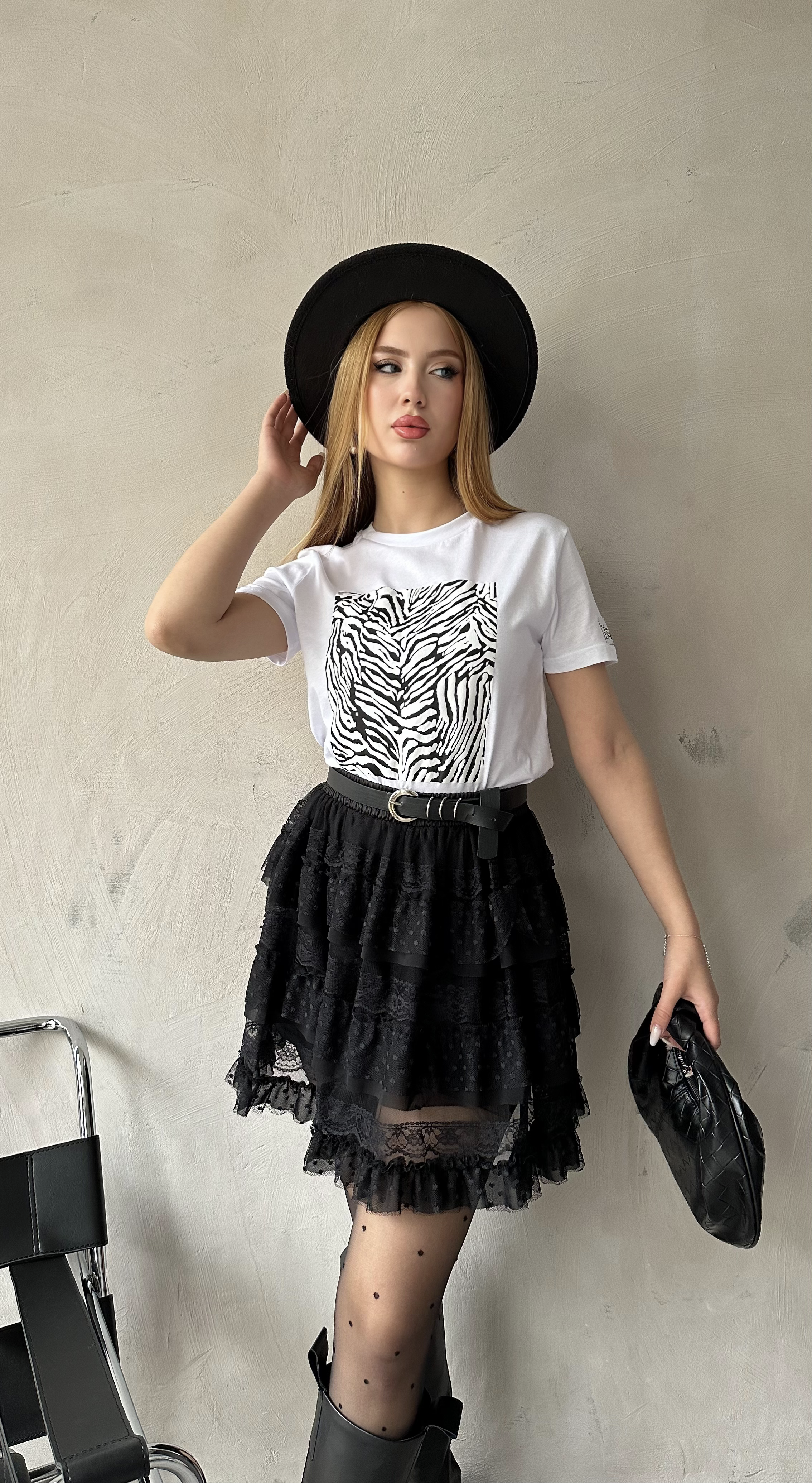 Zebra Desen T-shirt Beyaz