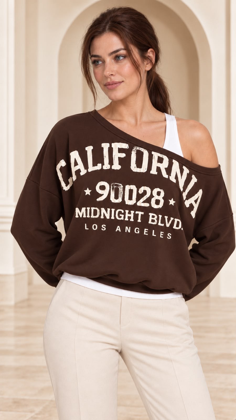 Kaşkorse 3 İplik Çıkmalı Sweatshirt Kahverengi