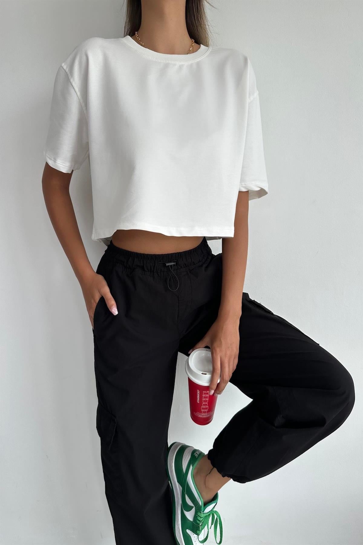 Kargo Cep Paraşüt Pantolon Siyah