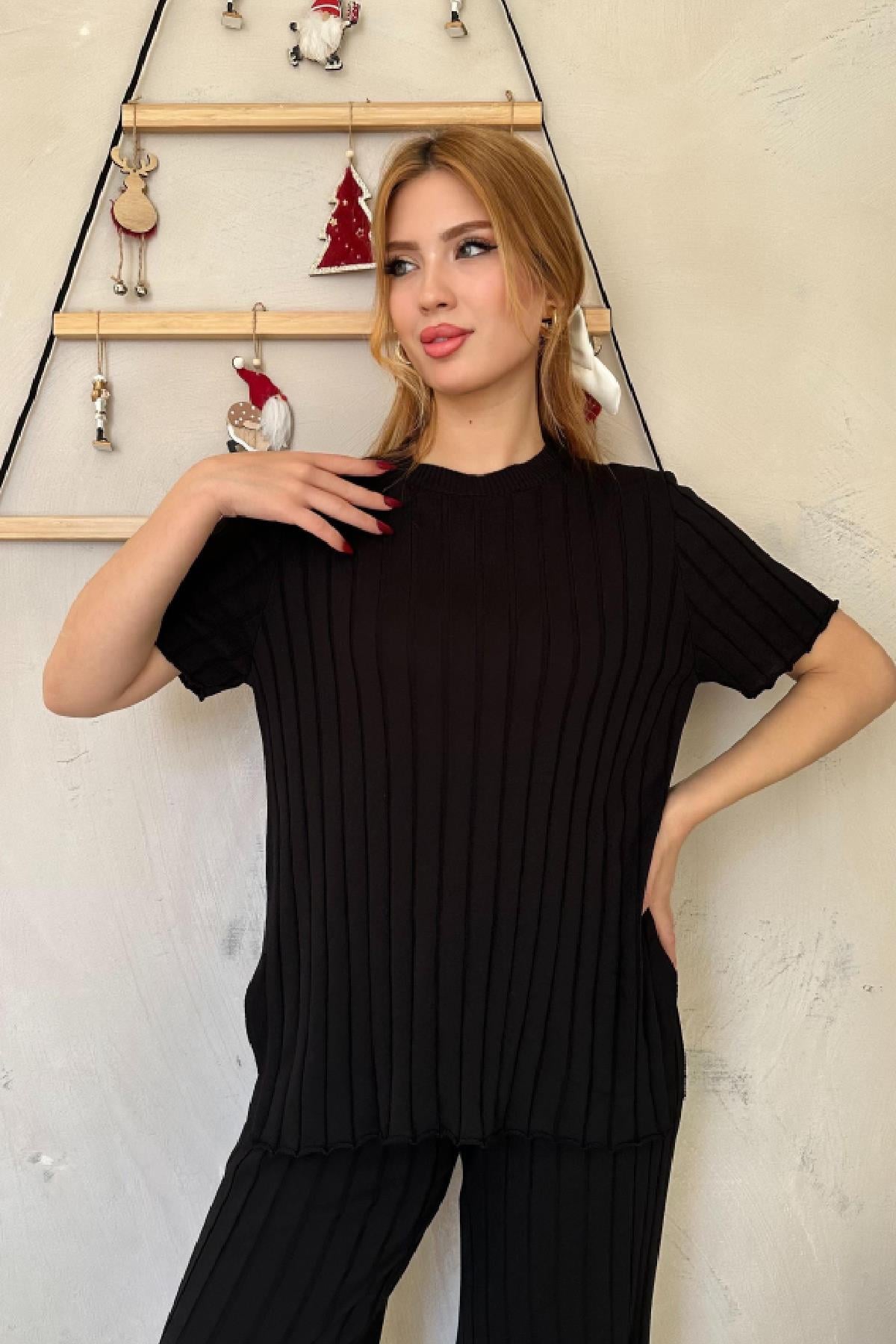 Premium Triko Pantolon Takım Siyah