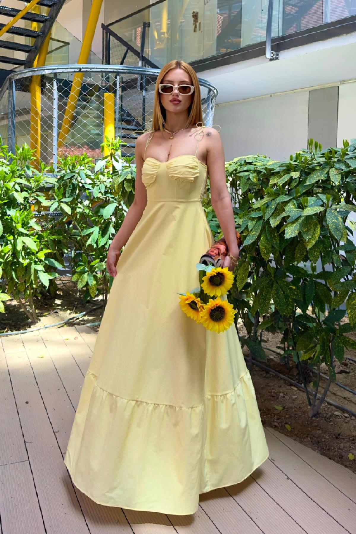 Bella Uzun Elbise Sarı