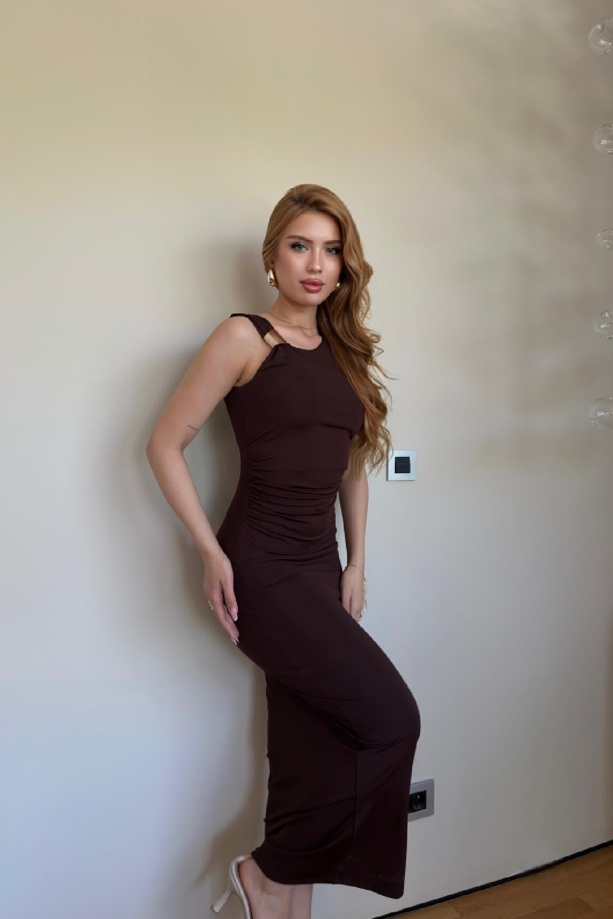 Renata Tokalı Elbise Kahverengi