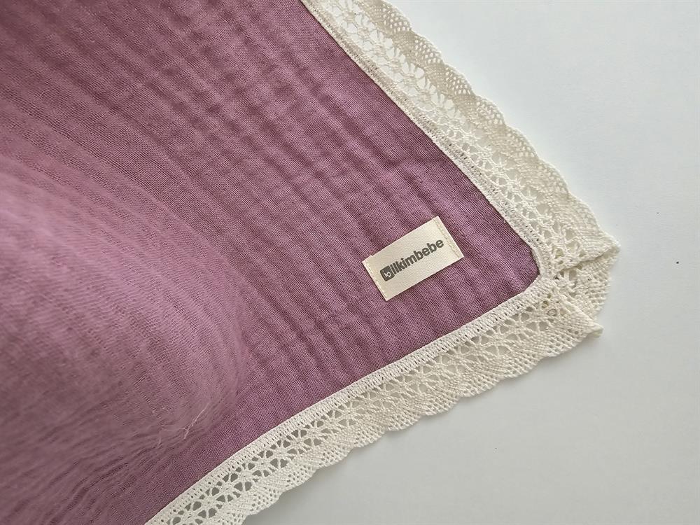 4 Katlı Dantelli Müslin Bebek Battaniyesi 100x100