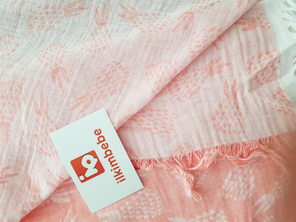 Ananaslı Püsküllü Müslin Bebek Battaniyesi 120x120