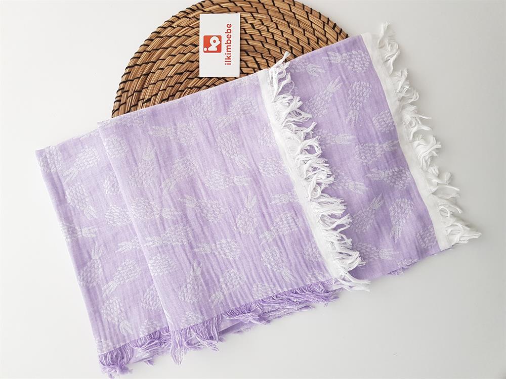 Ananaslı Püsküllü Müslin Bebek Battaniyesi 120x120