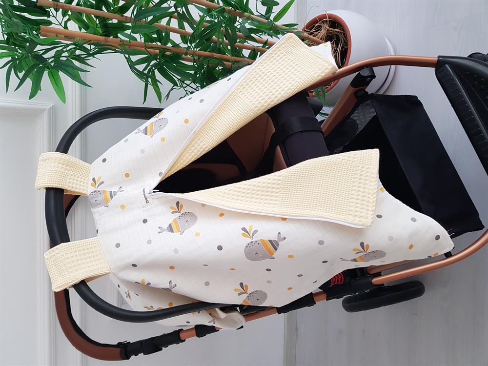 Balinalı Çift Taraflı Bebek Puset Örtüsü