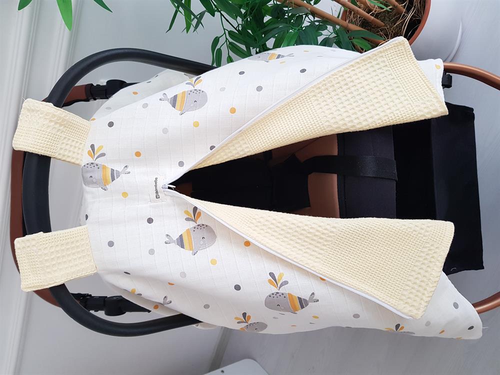 Balinalı Çift Taraflı Bebek Puset Örtüsü