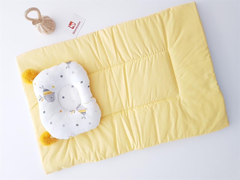 Balinalı Büyük Ponponlu Müslin Bebek Battaniyeli 3lü Alt Açma Seti