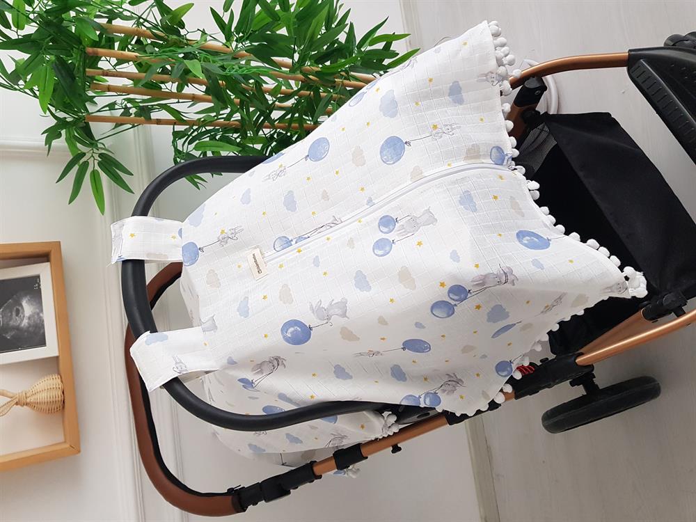 Balonlu Müslin Fermuarlı Puset Örtüsü ve Minderi