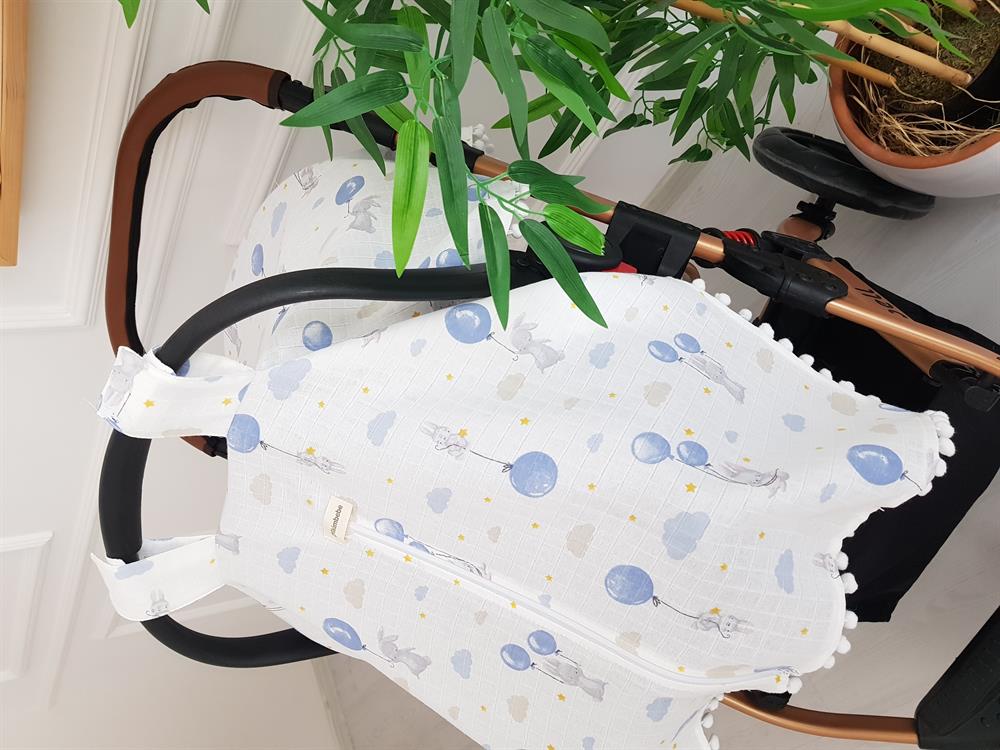 Balonlu Ponponlu Fermuarlı Bebek Puset Örtüsü