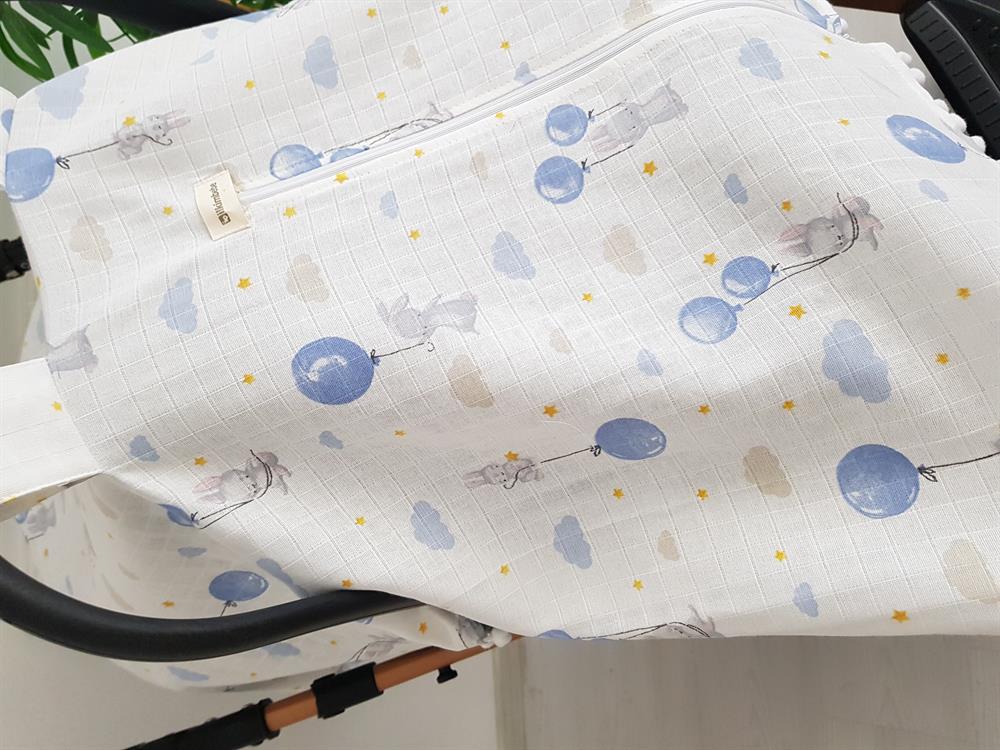 Balonlu Ponponlu Fermuarlı Bebek Puset Örtüsü