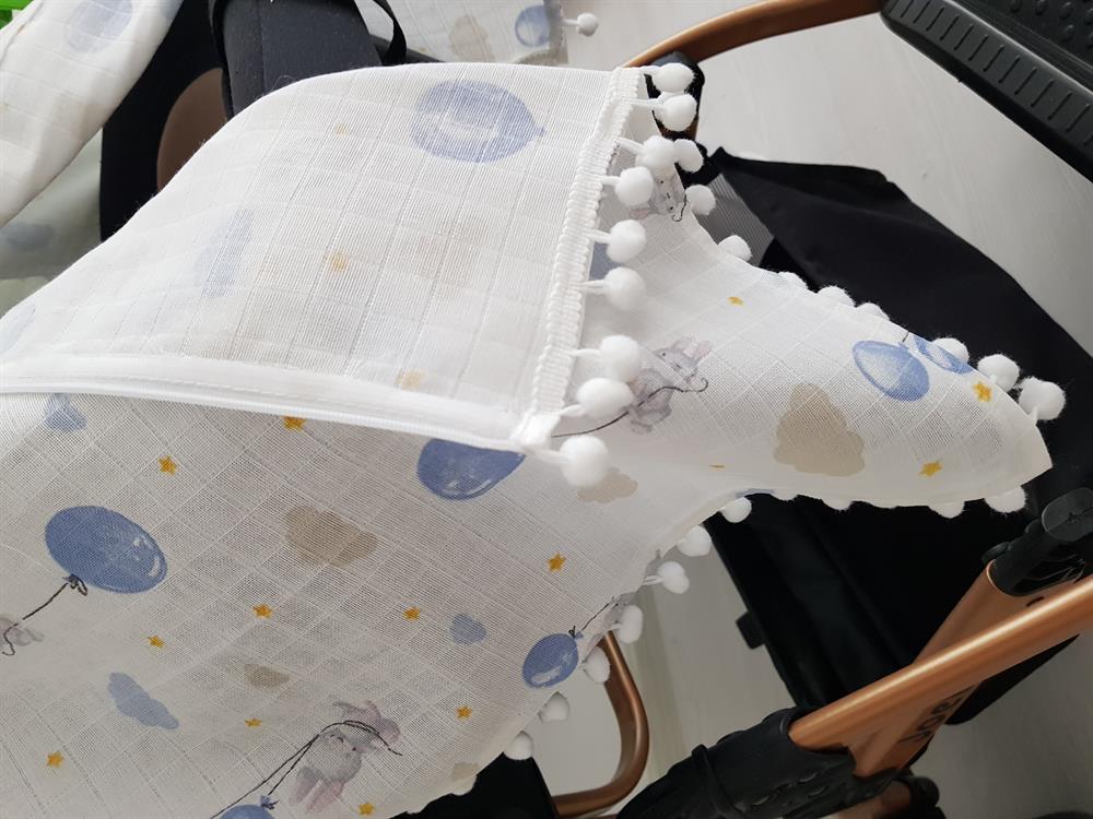 Balonlu Ponponlu Fermuarlı Bebek Puset Örtüsü