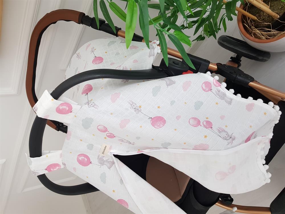 Balonlu Ponponlu Fermuarlı Bebek Puset Örtüsü