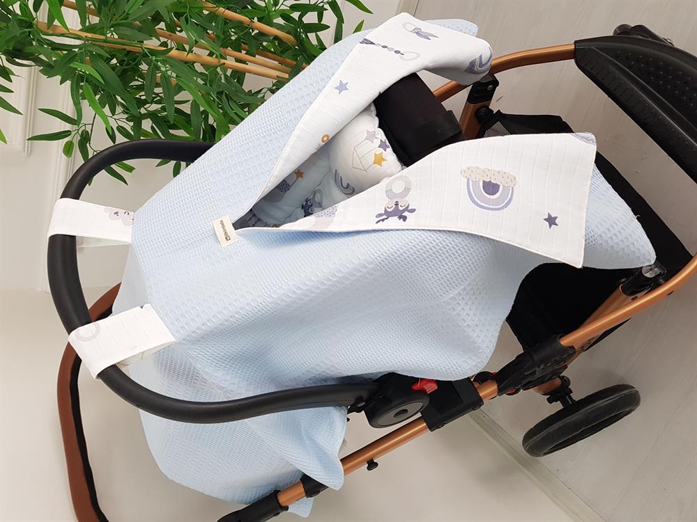 Bulut Desen Çift Taraflı Bebek Puset Örtüsü , Puset Minderi