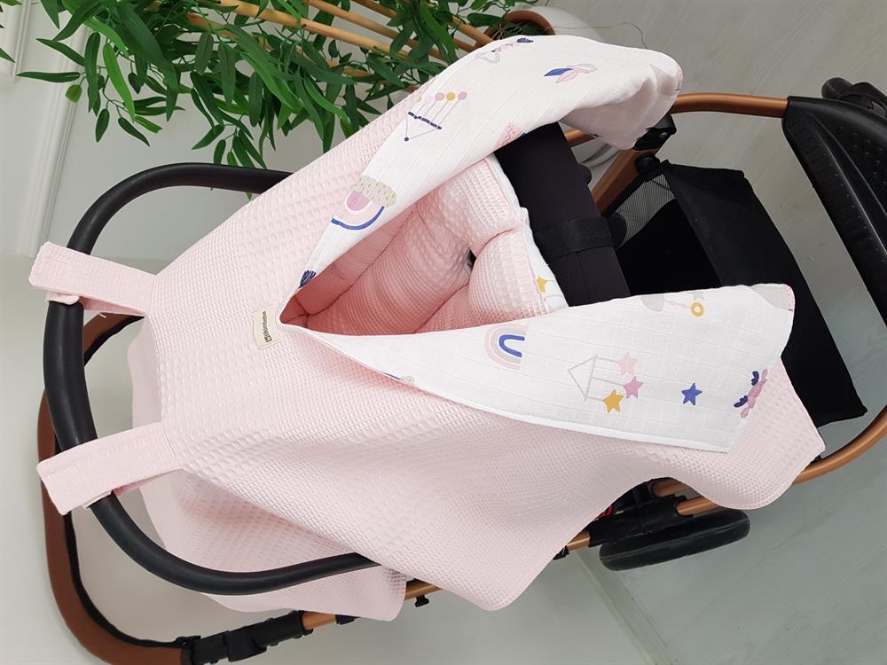 Bulut Desen Çift Taraflı Bebek Puset Örtüsü , Puset Minderi