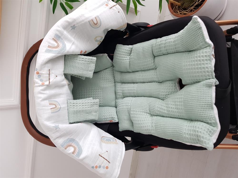 Bulut Desen Çift Taraflı Bebek Puset Örtüsü , Puset Minderi