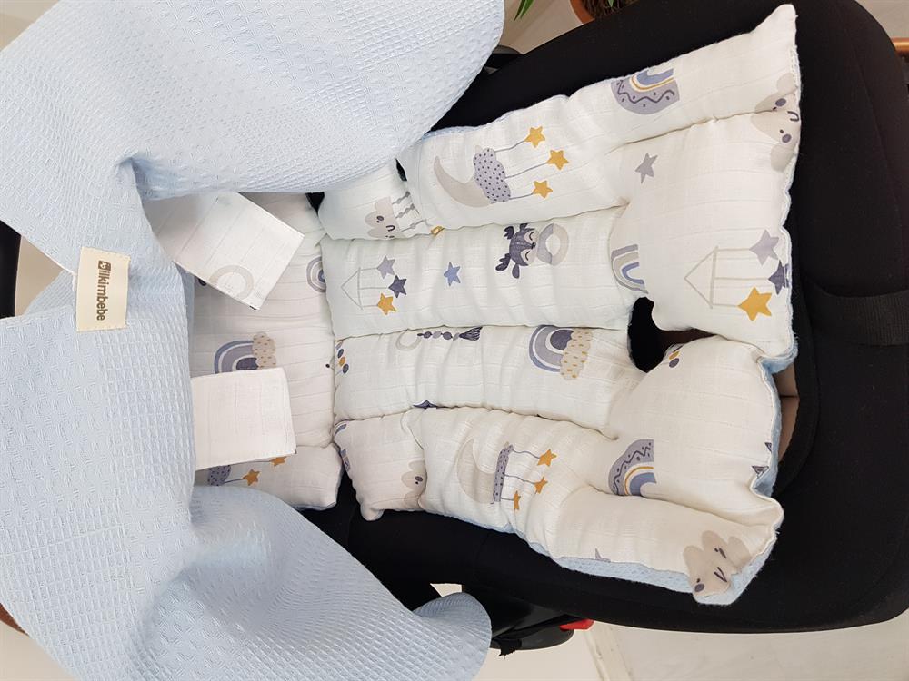 Bulut Desen Çift Taraflı Bebek Puset Örtüsü , Puset Minderi