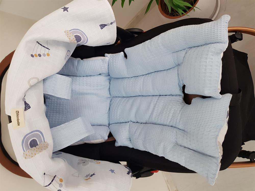 Bulut Desen Çift Taraflı Bebek Puset Örtüsü , Puset Minderi