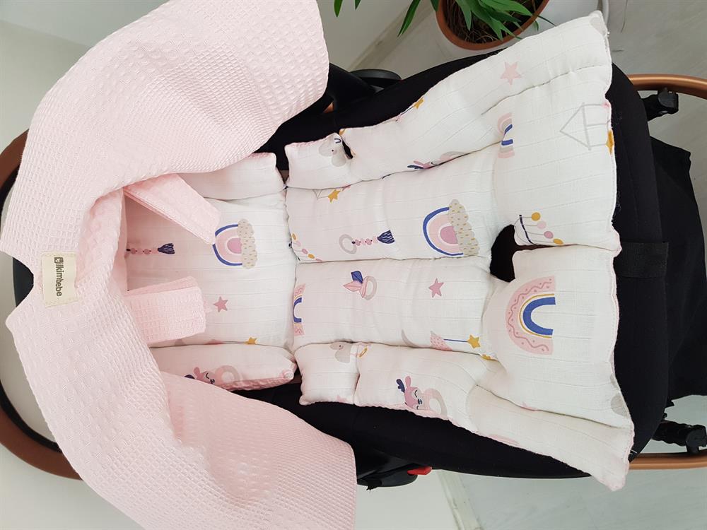 Bulut Desen Çift Taraflı Bebek Puset Örtüsü , Puset Minderi