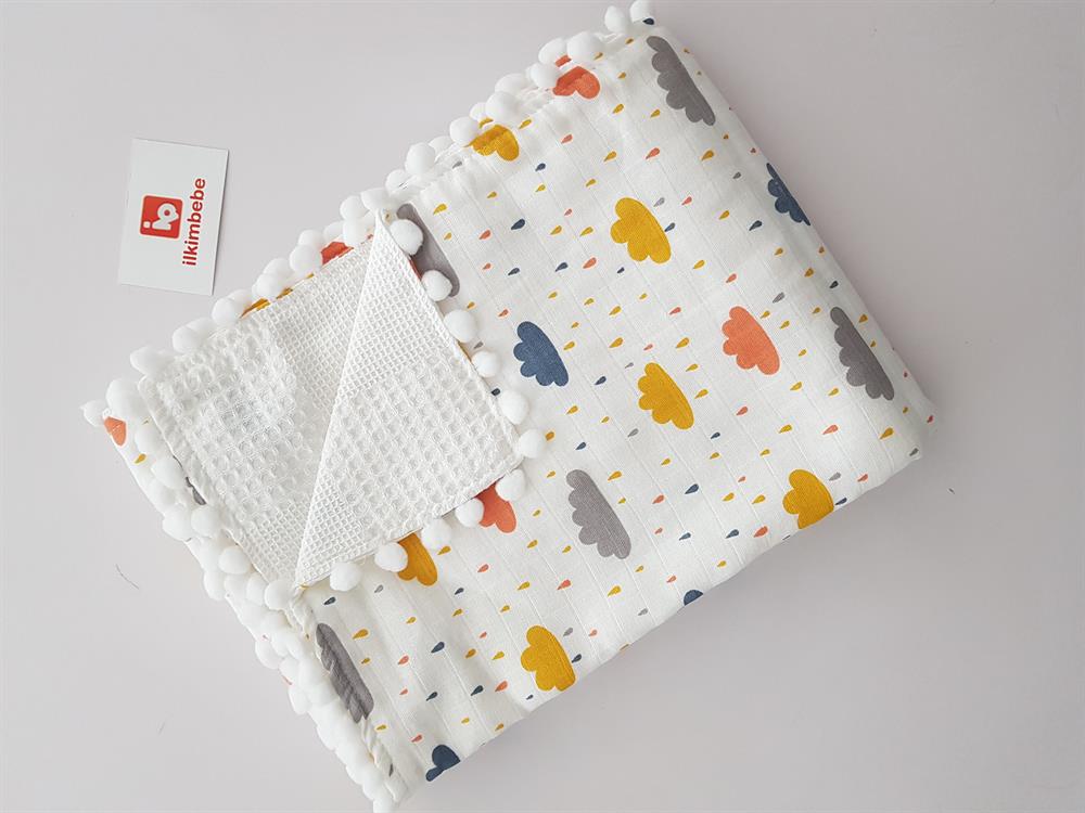 Bulutlu Pikeli Bebek Battaniyesi 85x90