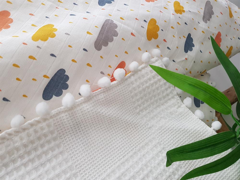 Bulutlu Pikeli Bebek Battaniyesi 85x90